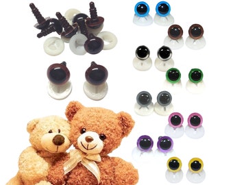 10mm Plastic Back Eyes - Choice of Colours - Safety Eyes with Plastic Backs for Teddy Bear/Animal Making