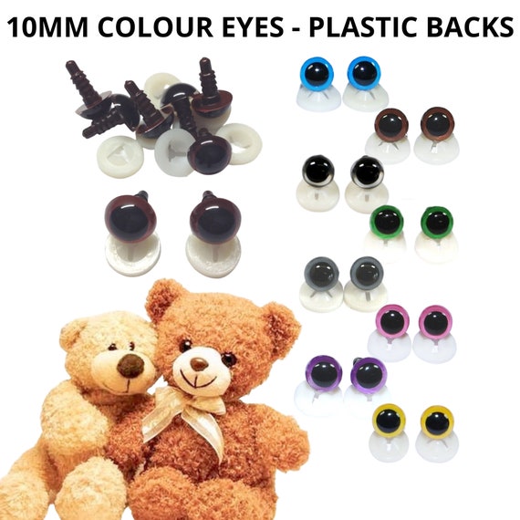 9mm or 10mm Solid Black Safety Eyes With Plastic Backs for Teddy