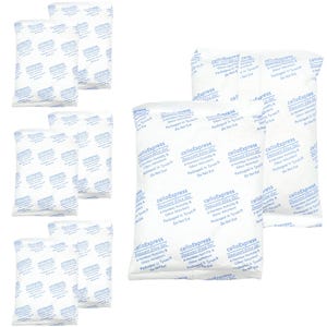 May include: Multiple white desiccant silica gel packets are arranged on a white background. Each packet is rectangular with rounded corners and features the "celloExpress" logo and product information printed in blue.