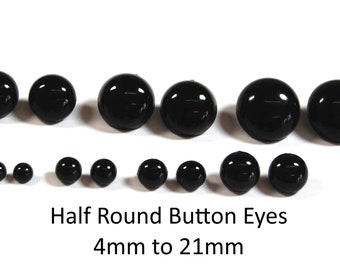 Sew On Solid Black Half Round Button Eyes for Teddy Bear/Animal Soft Toy Making