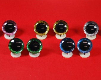 3D 20mm Safety Teddy Eyes with PLASTIC BACKS - Choice of Colours - Glitter Sparkle Animal Eyes for Teddy Bear Making