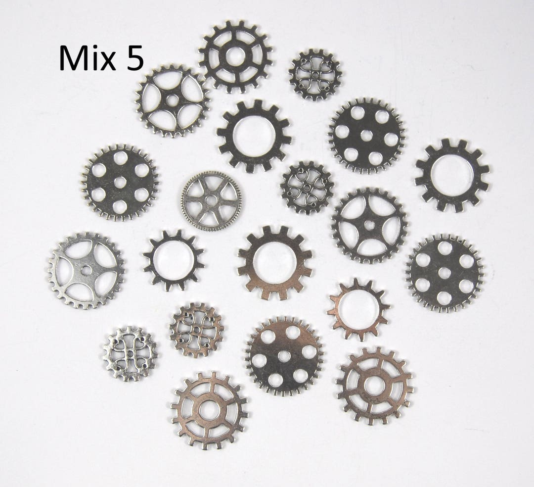 100-Piece Antique Silver Steampunk Gear Charms - 25mm Cog Wheels For Jewelry Making Crafts