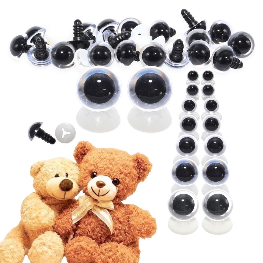 Translucent Teddy Transparent Clear Eyes With Plastic Backs - 8-21mm Traditional Teddy ...