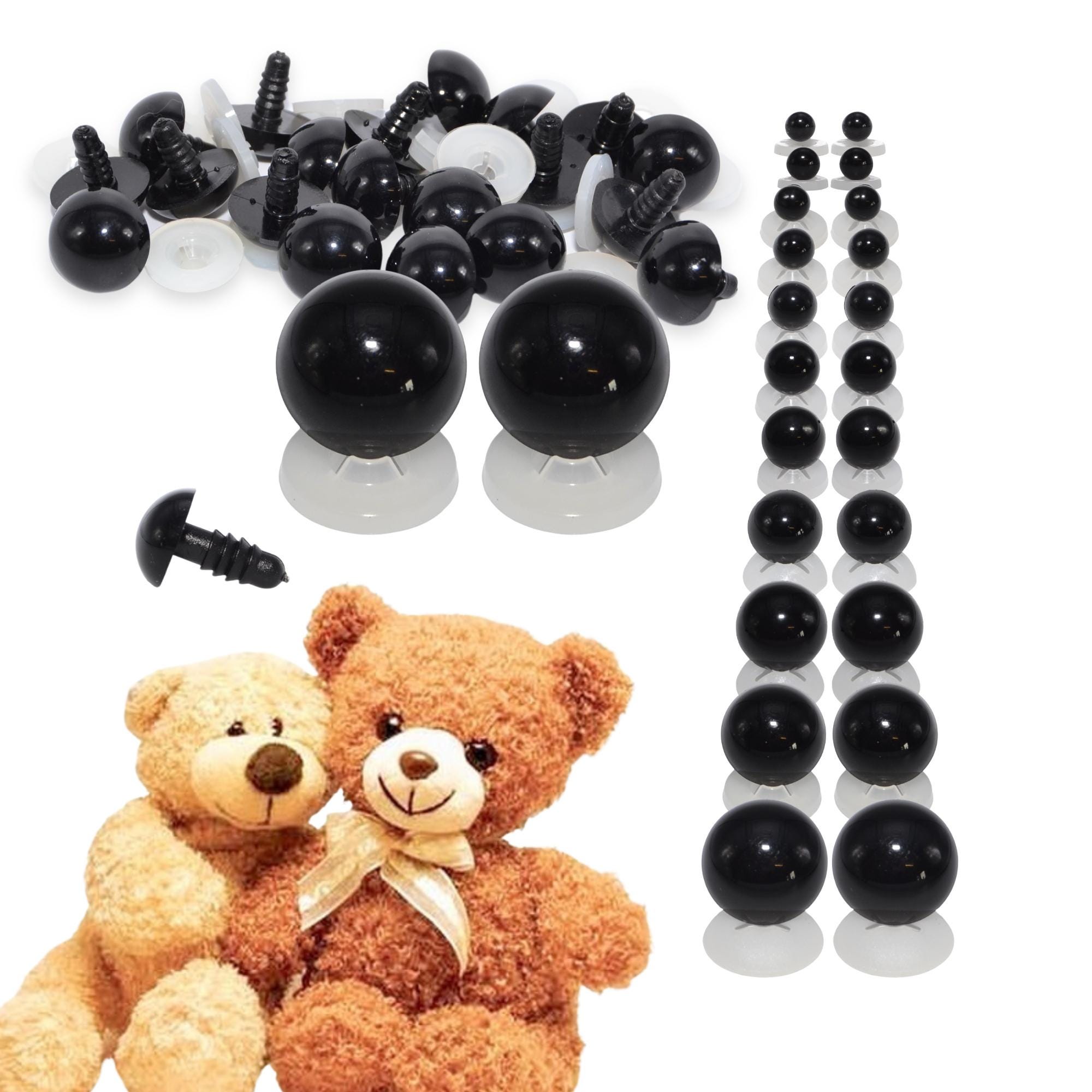 The Eye ブラックメタル　BLACKL 5-24mm Solid Black Safety Eyes With Plastic Backs - Various Sizes