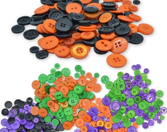 Halloween Button Mixes - Black, Green, Orange, Purple - Crafts, Decorations, Scrapbooking, Kids Activities