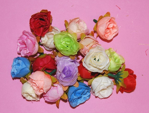 UK SELLER Faux Silk Multicolour Mix Rose Bud Decorative Synthetic Flowers 