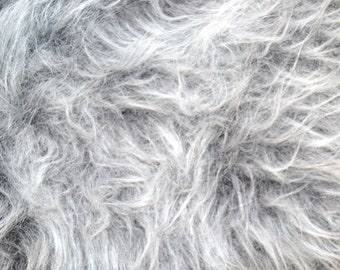 Black Frost Long Pile Faux Fur Fabric - Choice of Lengths Available - Animal Fur Fabric - DIY Home Crafts