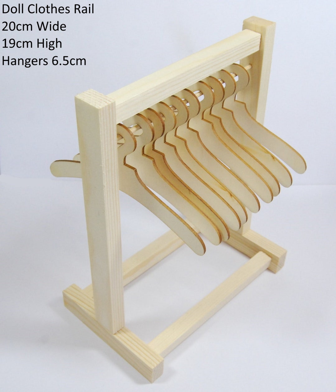 Lyreh Perchero Mini De Madera Con 6 Perchas Para Muñecas 17 Cm – Organizador Para Casa De Muñecas