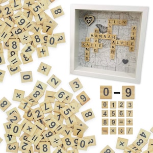 Wooden Scrabble Tiles Mixed Numbers with Symbols 0 to 9 - 18mm x 20mm - Crafting, Box Frames, Gifts, Scrapbooking