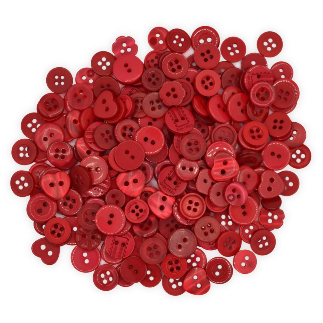 Red Buttons - Various Mix Sizes & Weights - Vibrant Colours Crafts ...