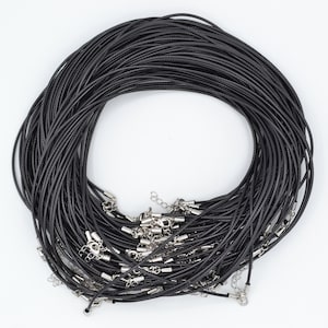 Nickel Free 18.1" x 2mm Black Waxed Cord Necklaces With Lobster Clasp - For Jewellery Making