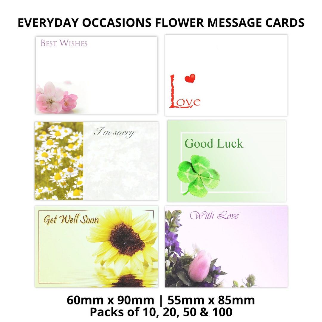Everyday Occasions Flower Message Cards - 60mm X 90mm | 55mm X 85mm ...