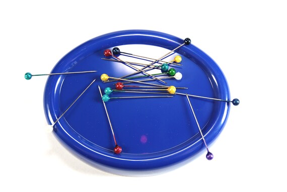 Blue Oval Magnetic Pin Cushion-sewing Needles Paperclips Holder