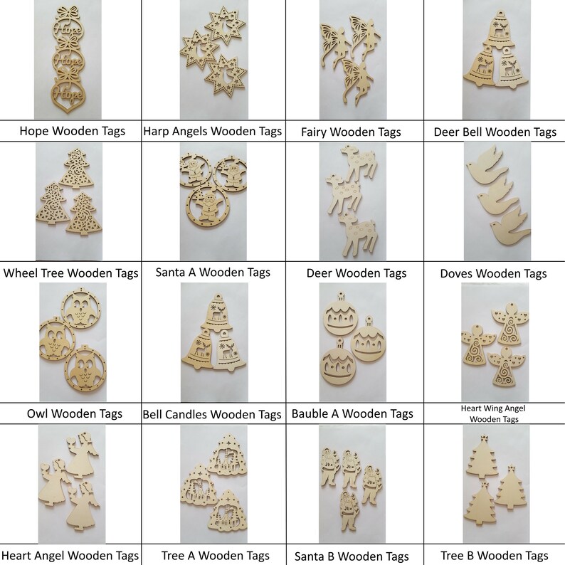Wooden Tags Shapes / Christmas / Hanging Decorations / Xmas - Etsy UK