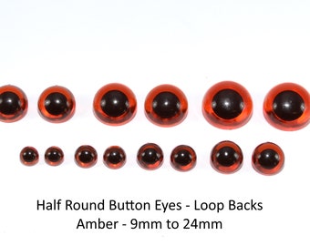Sew On Amber Half Round Button Eyes for Teddy Bear/Animal Soft Toy Making