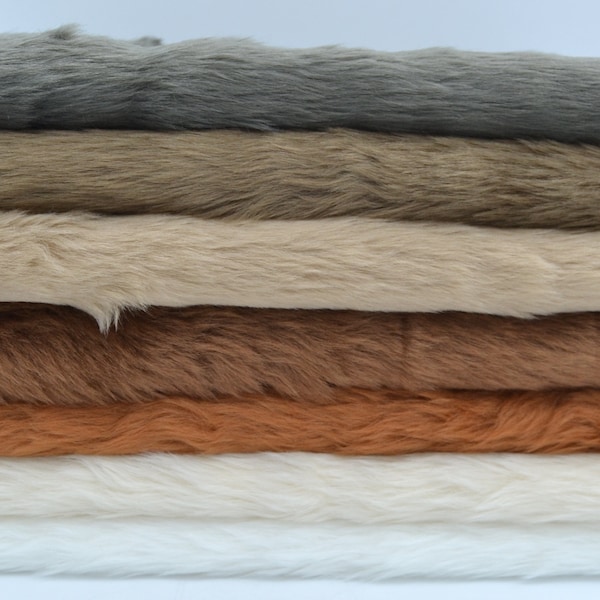 Rabbit Fur Plain Faux Fur Fabric Material 15mm Pile - Soft Toy Making