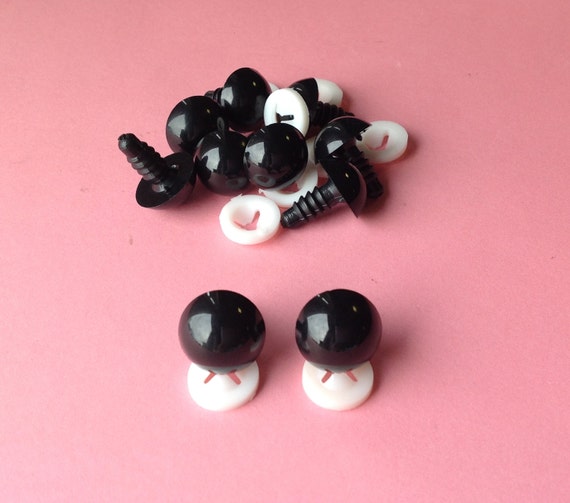 9mm or 10mm Solid Black Safety Eyes With Plastic Backs for Teddy  Bear/animal Soft Toy Making 