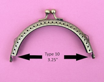 3.25" Type 10 Curved Purse Clasps - Antique Bronze - Bag Accessories and Bag Making