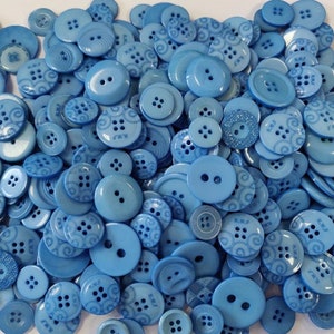Sky Blue Regular Buttons - Various Mix Sizes & Weights - Vibrant Colours Crafts Scrapbooking Card Making