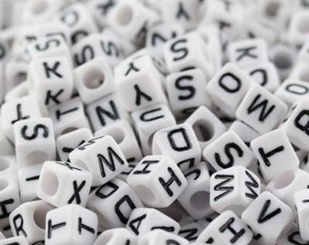 Acryllic Alphabet Beads - Cube Beads - Single Letter and Mixed 6mm