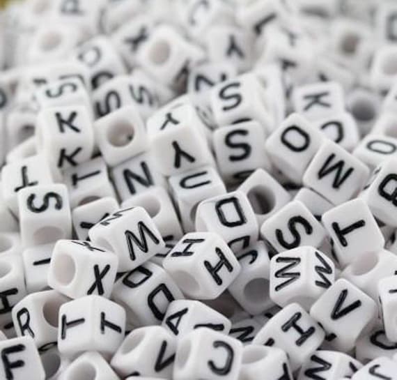 Cuentas Cúbicas De Acrílico Blanco Y Negro - 6mm, Agujero 3.5mm, Pack De 100 Piezas