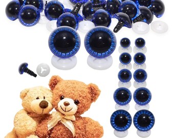 Blue Owl Eyes with Plastic Backs - Teddy Bear Animal Bird Soft Toy Making Doll Safety Washer