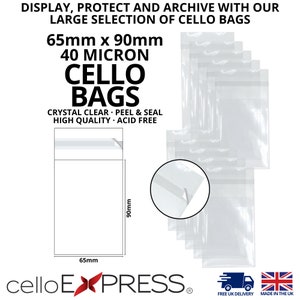 Carte d'entretien pour fleuriste 65 mm x 90 mm + sachets transparents transparents en cellophane à lèvre 30 mm - 40 microns