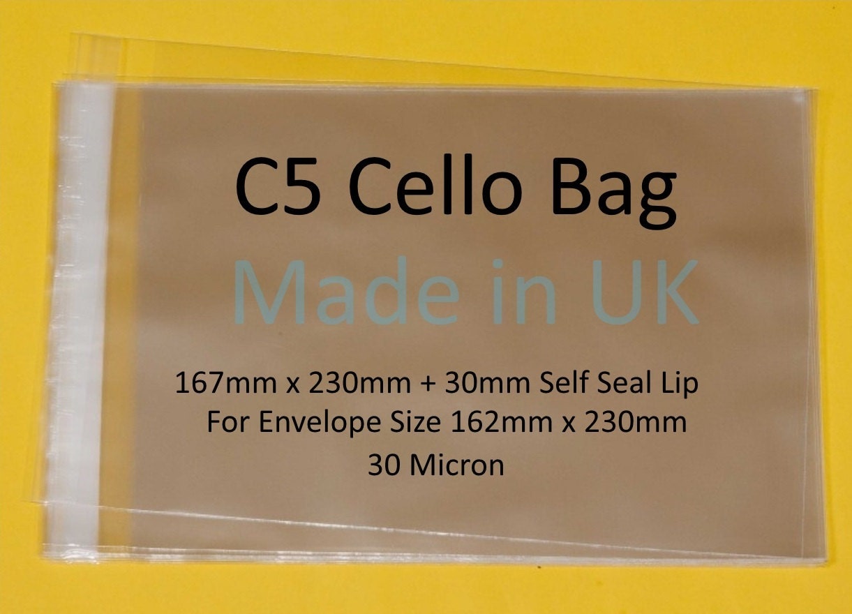 C5-167x230mm Clear Self Seal Cello Display Bags Cellophane Bag for Cards 