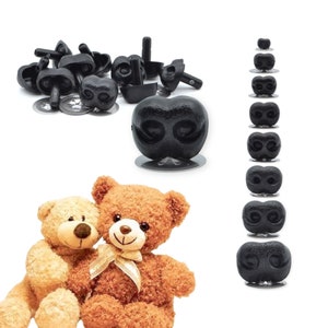 May include: A set of black plastic safety eyes and noses for stuffed animals. The eyes and noses come in various sizes and are sold in a pack of 12. The eyes and noses are perfect for adding a touch of personality to your next stuffed animal project.