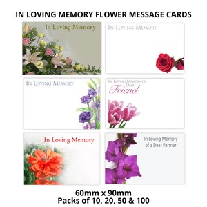 Cartes à message fleurs In Loving Memory - 60 mm x 90 mm - vierges, ami, partenaire - sympathie, souvenir - Fournitures pour fleuriste