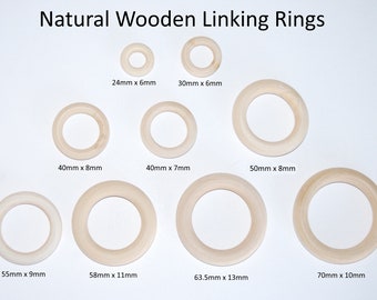 Natural Wooden Linking Rings - Choice of Size - DIY Jewellery Crafts