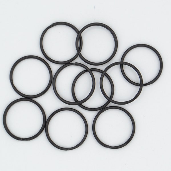 15mm NOIR Plain Round Double Loop Split Ring - pour porte-clés et fabrication artisanale