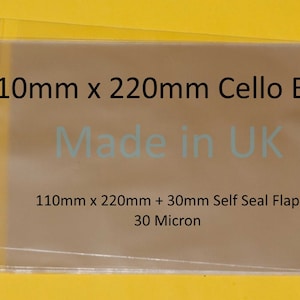 Pochette de présentation en cellophane 110 mm x 220 mm Petits cadeaux et bijoux - 30 microns