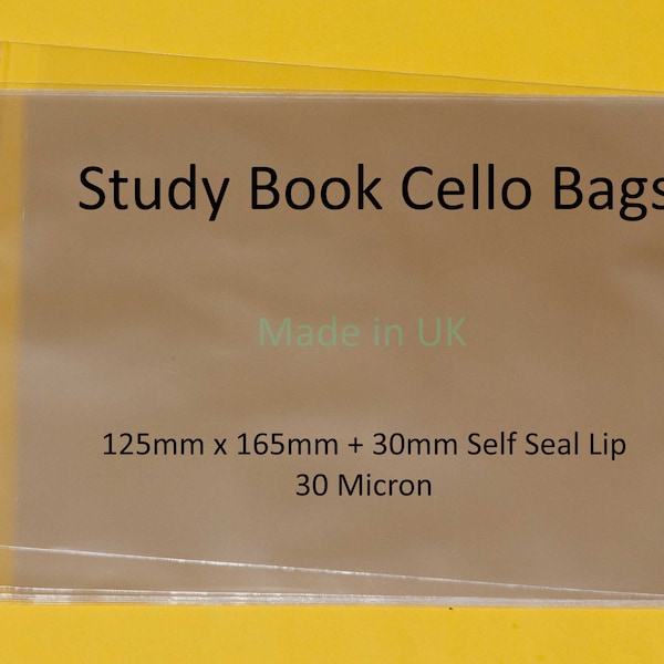 Study Book Cello - 125mm X 165mm + 30mm Self Seal Liip Cello Display Bags for Cards Clear Cello Display Bags - 30 Micron