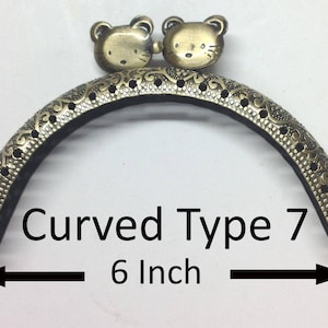 6&quot; Curved Purse Clasps - Curved Type 7 Antique Brass - Bag Accessories and Bag Making