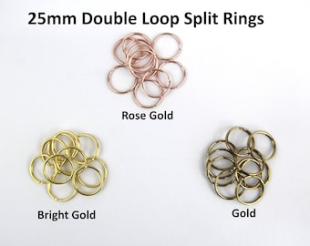 25mm Round Plain Double Loop Split Ring - Choice of Colours for Keyrings and Craft Making