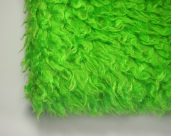 Lime Green Curly Fur - Various Size Animal Fur - 15mm Pile High Quality - Teddy Bear & Animal Toy