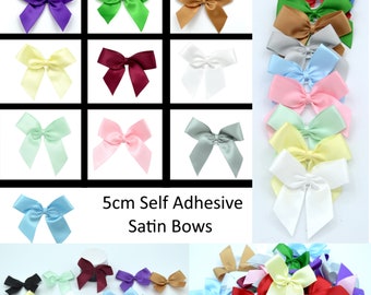 Pre-tied 5cm Satin Ribbon Bows Self Adhesive 16mm Ribbon | Gift, Arts & Crafts