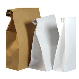 Sacs en papier kraft à fond carré - Marron et blanc | Recyclable | Sans danger pour les aliments | Fort
