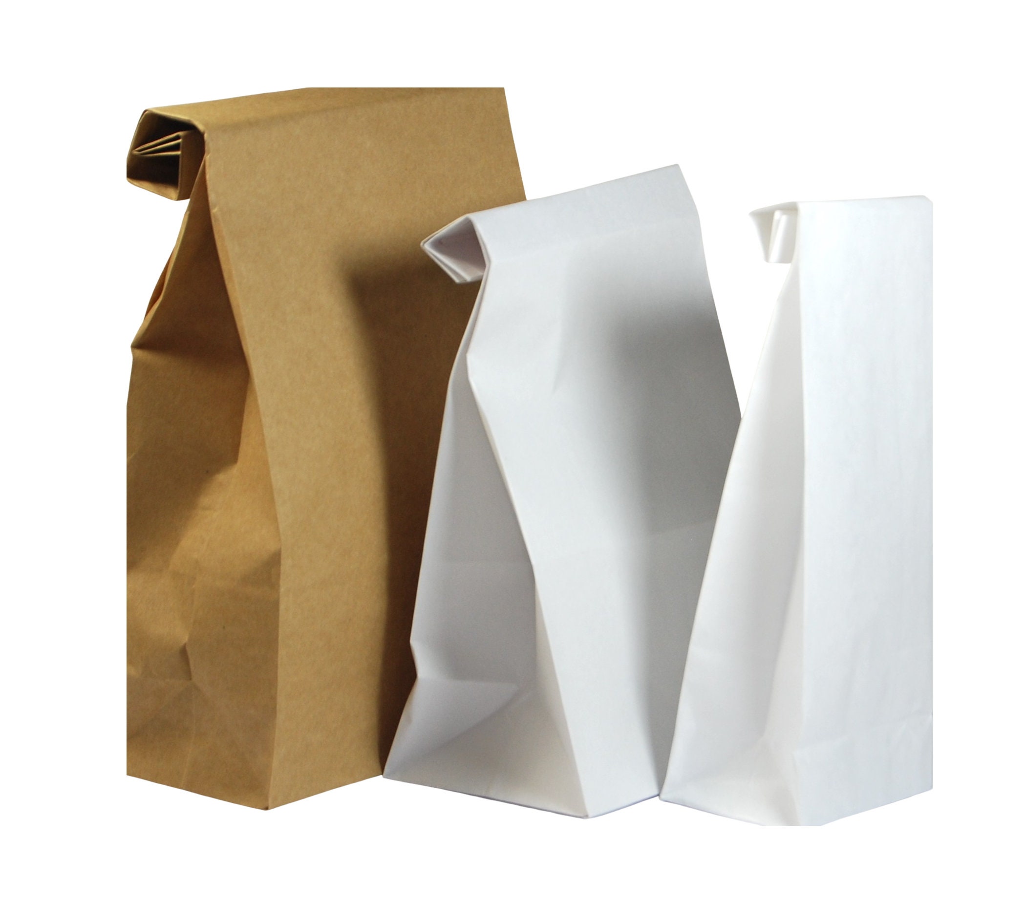 Kraft Paper Bags Block Bottom Brown & White Recyclable Food Safe Strong -   Finland