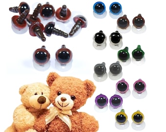 Yeux arrière en plastique de 8 mm - Choix de couleurs - Yeux de sécurité avec dos en plastique pour ours en peluche/création d'animaux