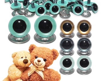 15mm Crystal Pearl Safety Crystal Eyes with Metal Backs - Choice of Colours - for Teddy Bear/Animal Soft Toy Making