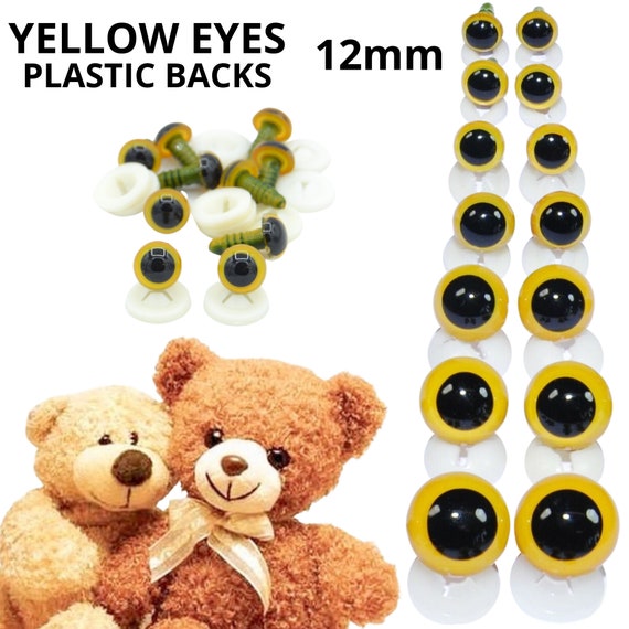 9mm or 10mm Solid Black Safety Eyes With Plastic Backs for Teddy