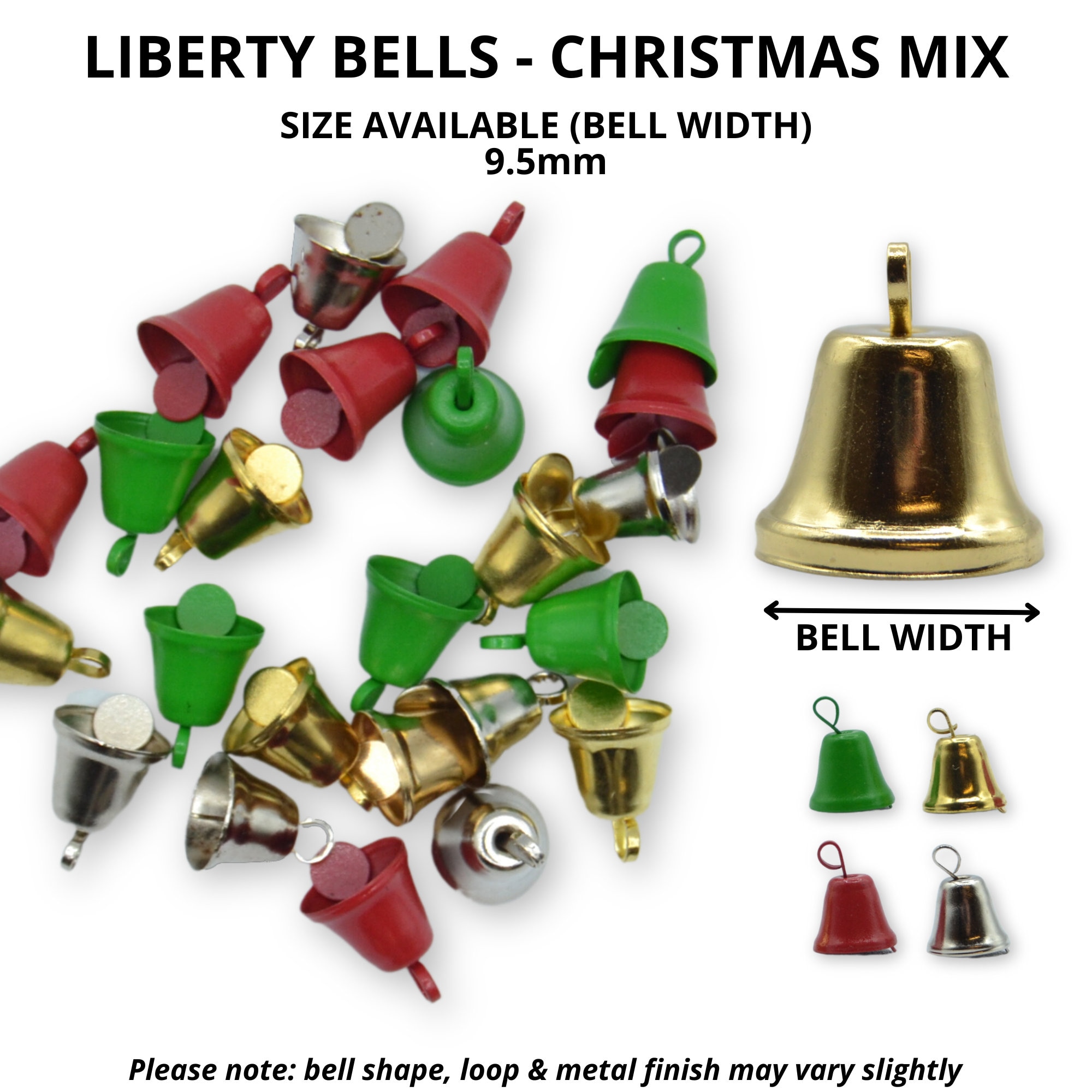 Factory Direct Craft Package of 48 Mini Shiny Gold Metal Liberty Bells for  Crafting, Favors, Weddings and Christmas Holiday Decorating