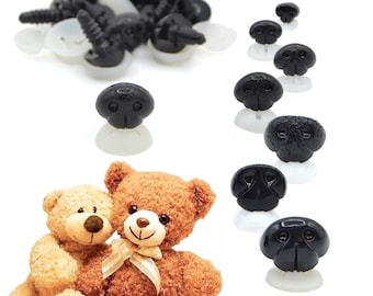 Schwarze Hundenasen mit Kunststoffrücken für Teddybär-Bastelarbeiten