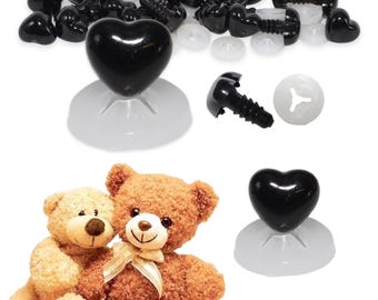 9 mm x 8 mm - Herz-Nasen mit Kunststoff-Rücken für Teddybär/Stofftier-Herstellung