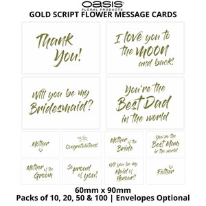 Cartes à message avec inscription fleurs dorées OASIS® - Mariages, Grandes occasions - Fournitures pour fleuriste