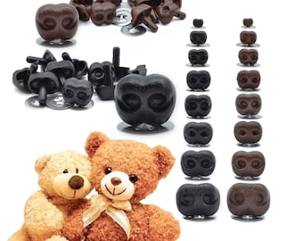 30mm Animal / Dog Noses with Metal Backs - Black & Brown Safety Noses for Soft Toys, Teddy Bears