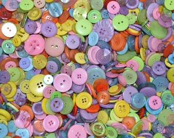 Pastel Mixed Buttons - Lovely Coloured Buttons Mix Weights - Bags Various Sizes and Colours