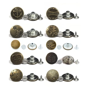 20mm Metal Jean Buttons - Hammer On Studs and Pin Backs - No Tools Required